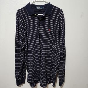Polo Ralph Lauren Men's Size XL Long Sleeve Polo Shirt Striped Black/White/pink